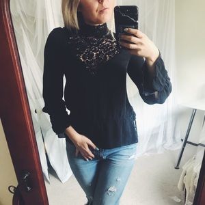 Zara black lace top- size S